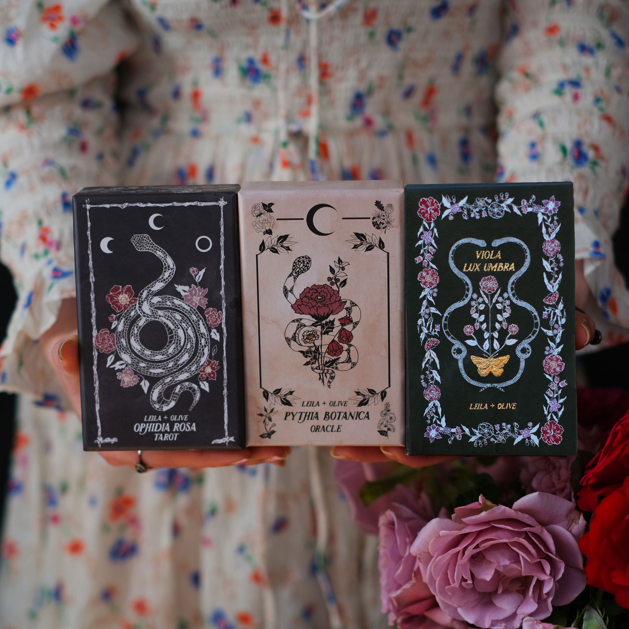 Botanical Tarot deck, Viola Lux Umbra, is illustrated by hand and rooted in the plant kingdom.
