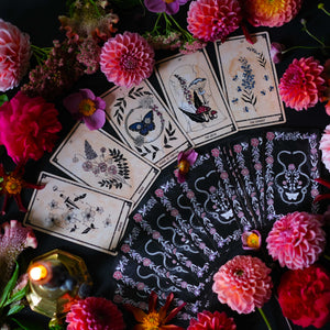 Botanical Tarot deck, Viola Lux Umbra, is illustrated by hand. Each of these botanical and plant inspired, intuitive tarot deck cards delves into the garden and the natural world while remaining rooted in mythology and tradition.