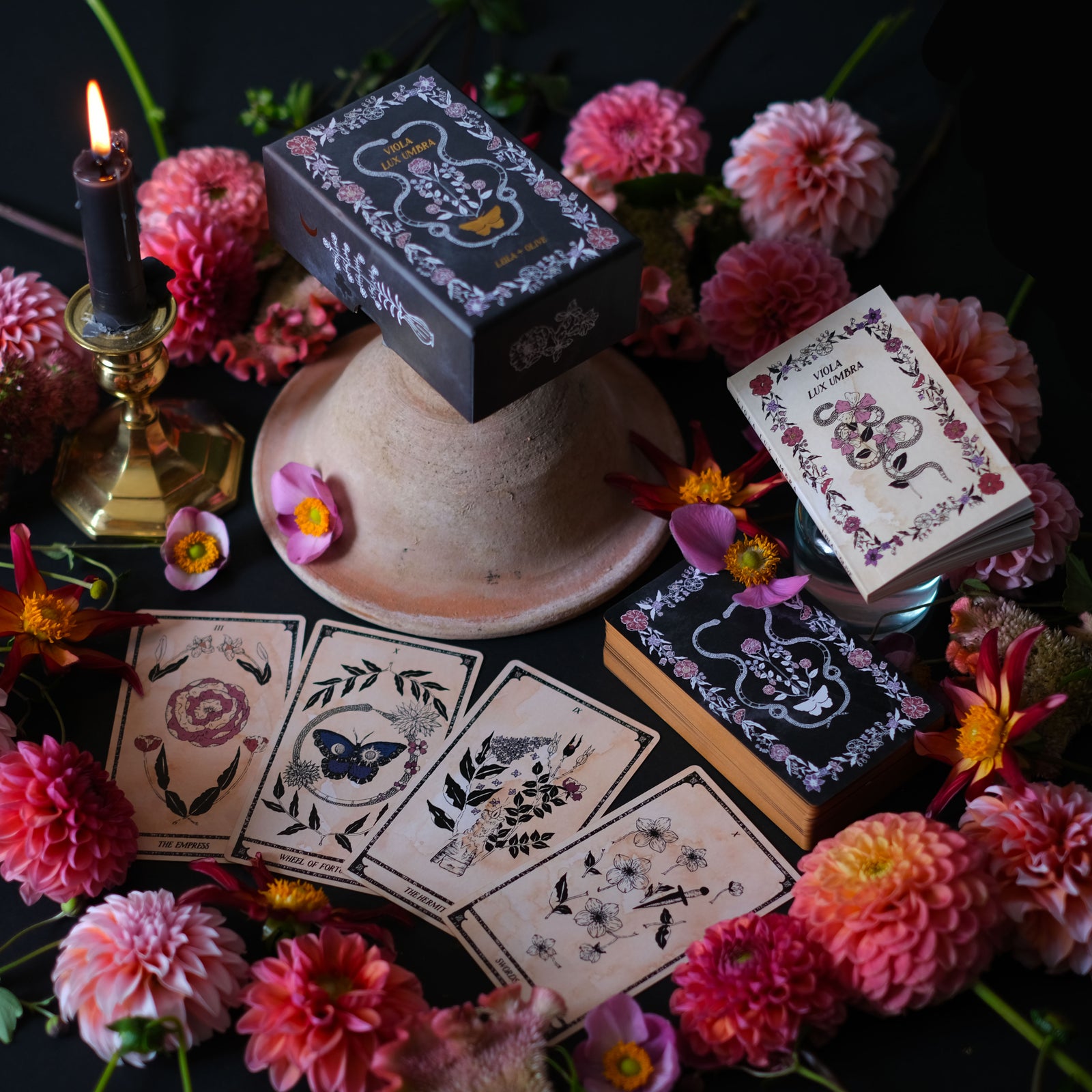 Botanical Tarot and Botanical Oracle card decks, illustrated and painted by hand. Each of these botanical and flora inspired, intuitive tarot decks delves into the garden and the natural world while remaining rooted in mythology and tradition.